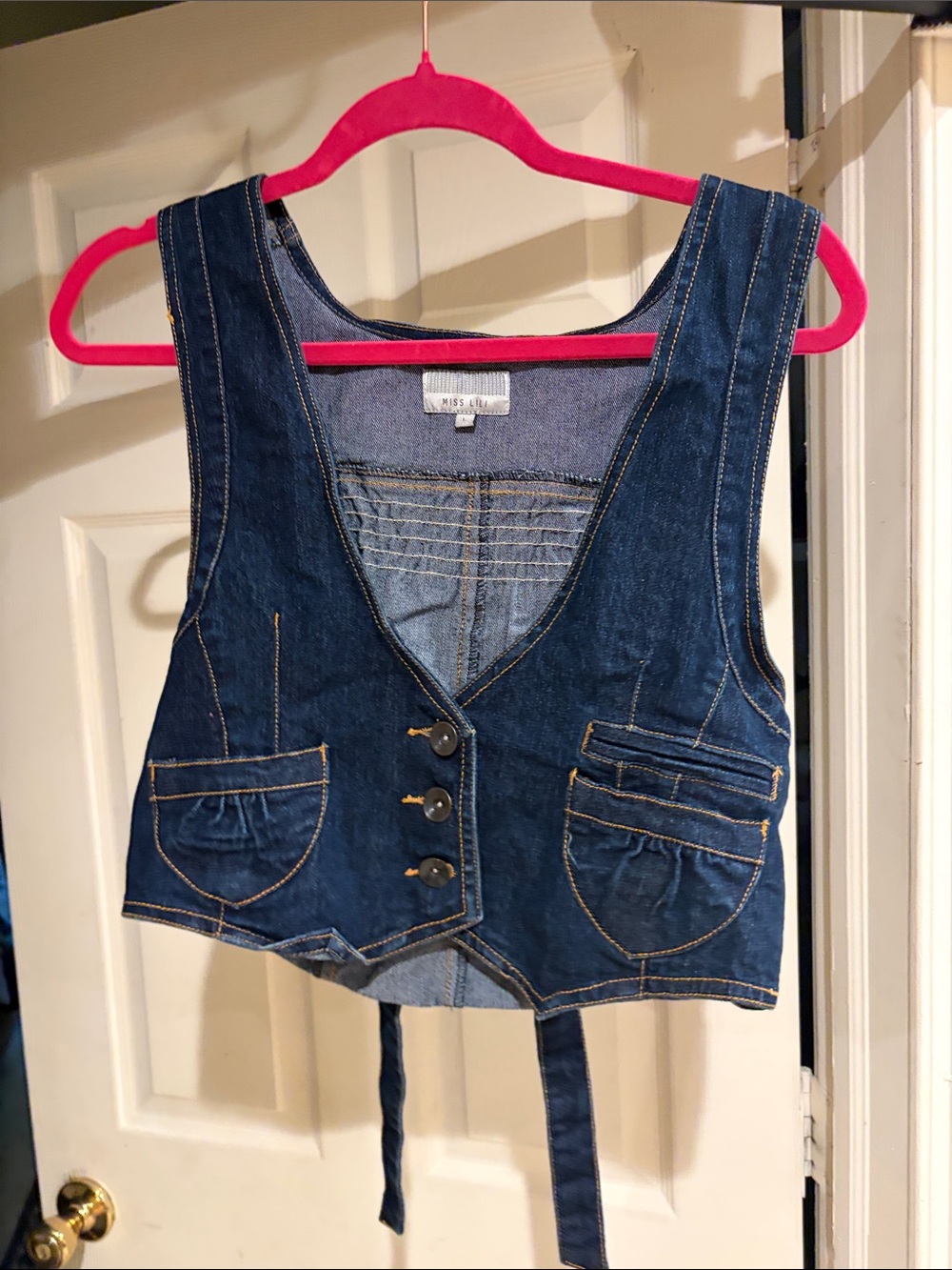 Denim Vest in Dark Blue - Miss Lili